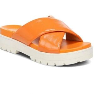 Vionic Vesta Platform 90’s Orange Marigold Comfort Slide Sandals Size 5